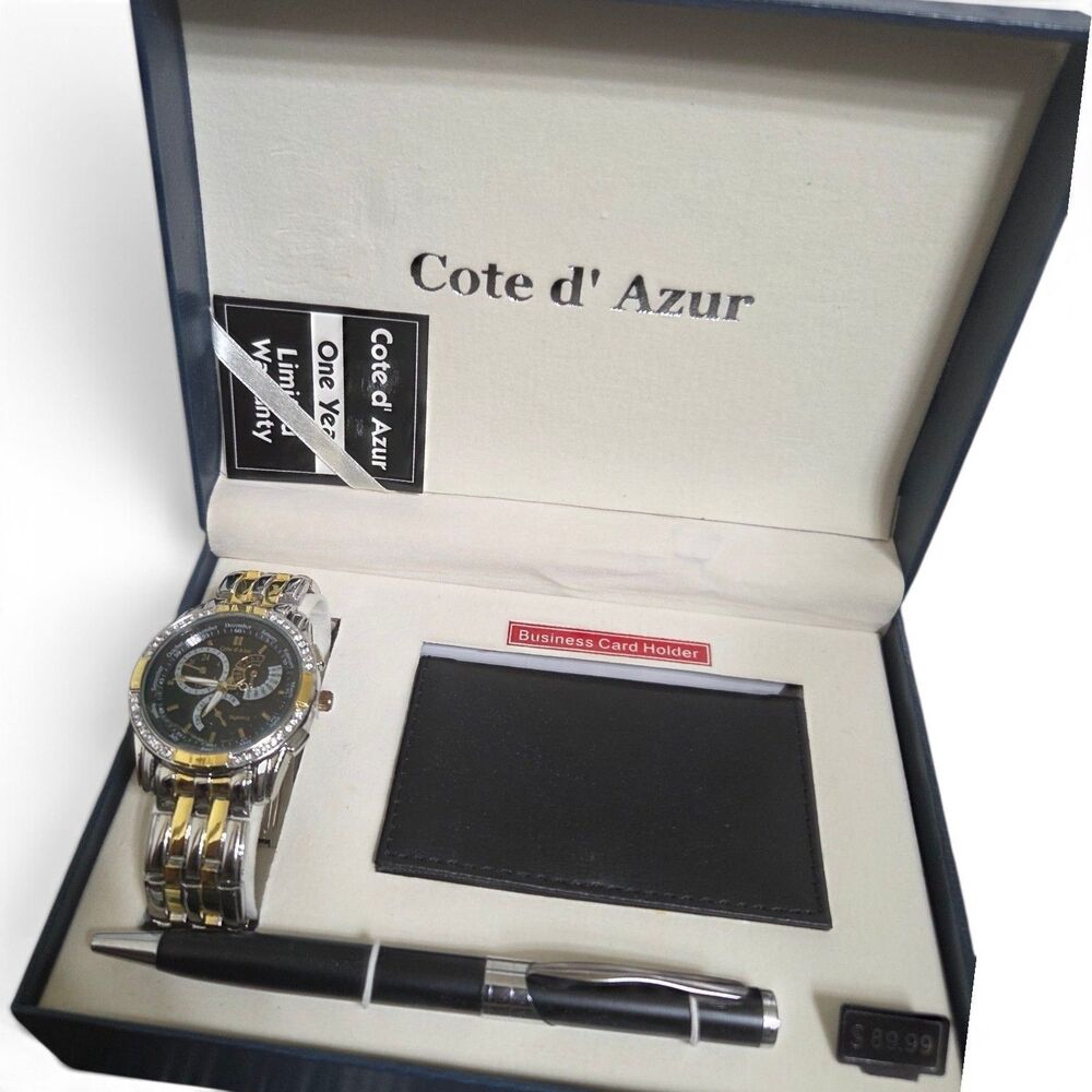 ​Y2K  Cote d'Azur Mens Watch Gift Set Cruise Ship Souvenir Box,Broken Box